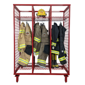 Double Sided Free Standing Turnout Gear Storage Lockers 24" wide, 6 positions total, with security doors